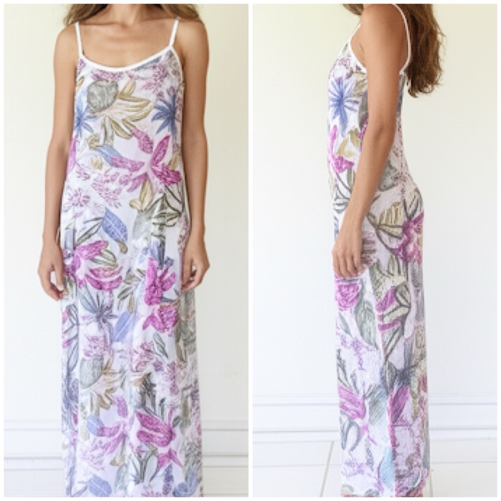 Floral Maxi Dress - Pink and Green